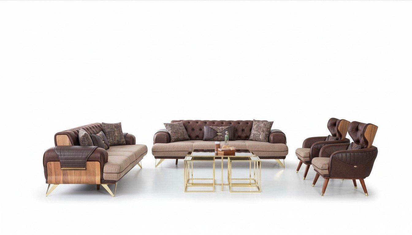 Chesterfield Sofagarnitur Set 4tlg. Polster Möbel Sofa Couch Couchgarnitur