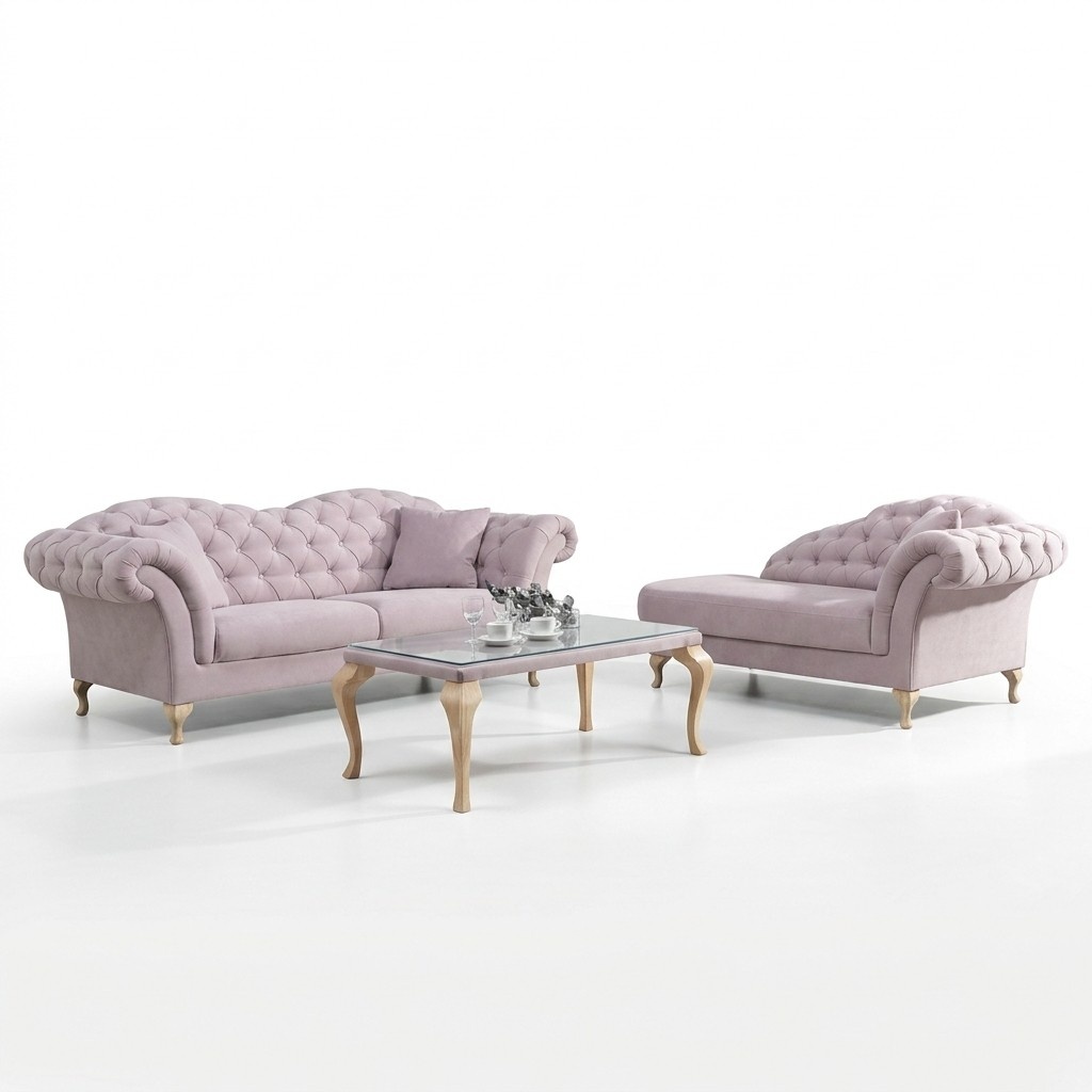 Chesterfield Sofagarnitur Sofa Polster Set Chaiselounge Klassischer Stil Couch