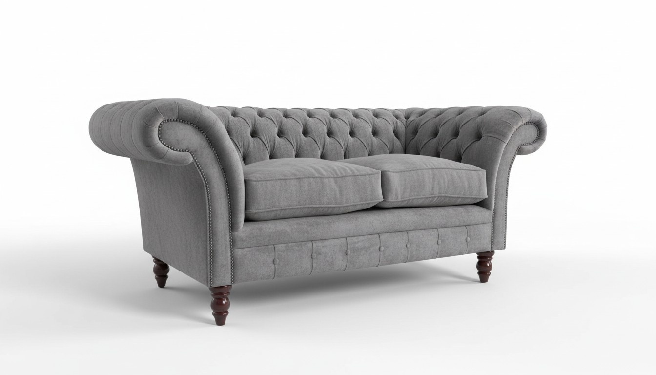 Chesterfield Textil Polster Sofa Design Luxus Couch Stoff Sofas 2 Sitzer Couchen