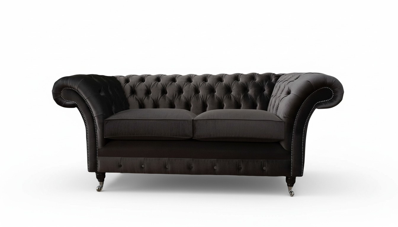 Chesterfield Textil Sofa 2 Sitzer Polster Design Luxus Couch Stoffsofas