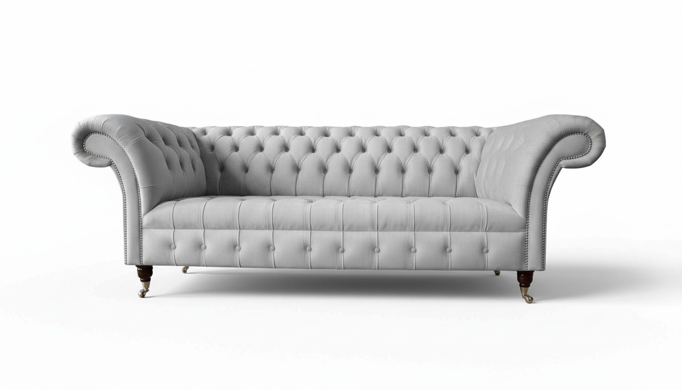 Chesterfield Textil Sofa Couch 3 Sitzer Polster Sitz Grau Sofas Big Neu