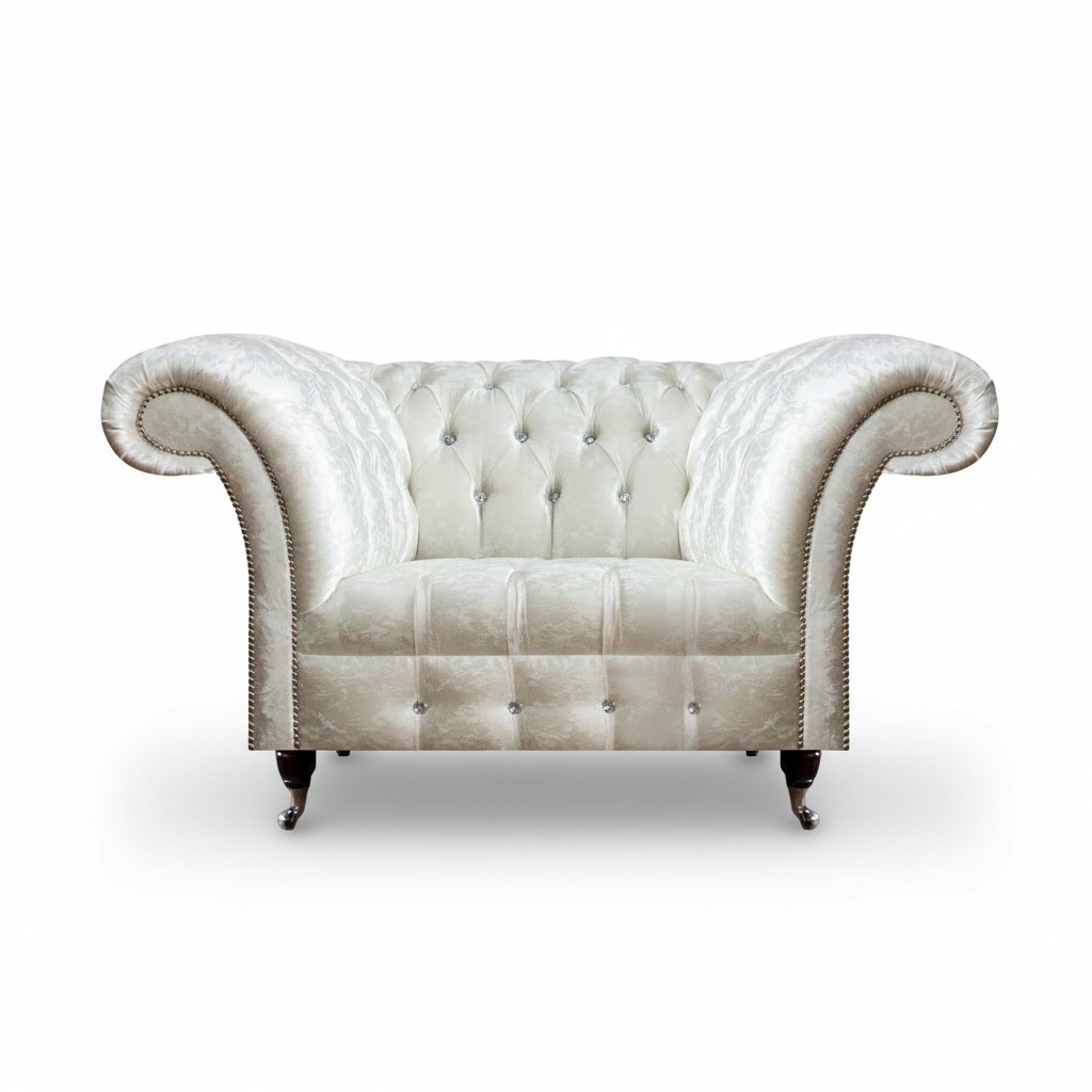 Chesterfield Weißer Einsitzer Wohnzimmer Sitzmöbel Luxuriöser Sessel