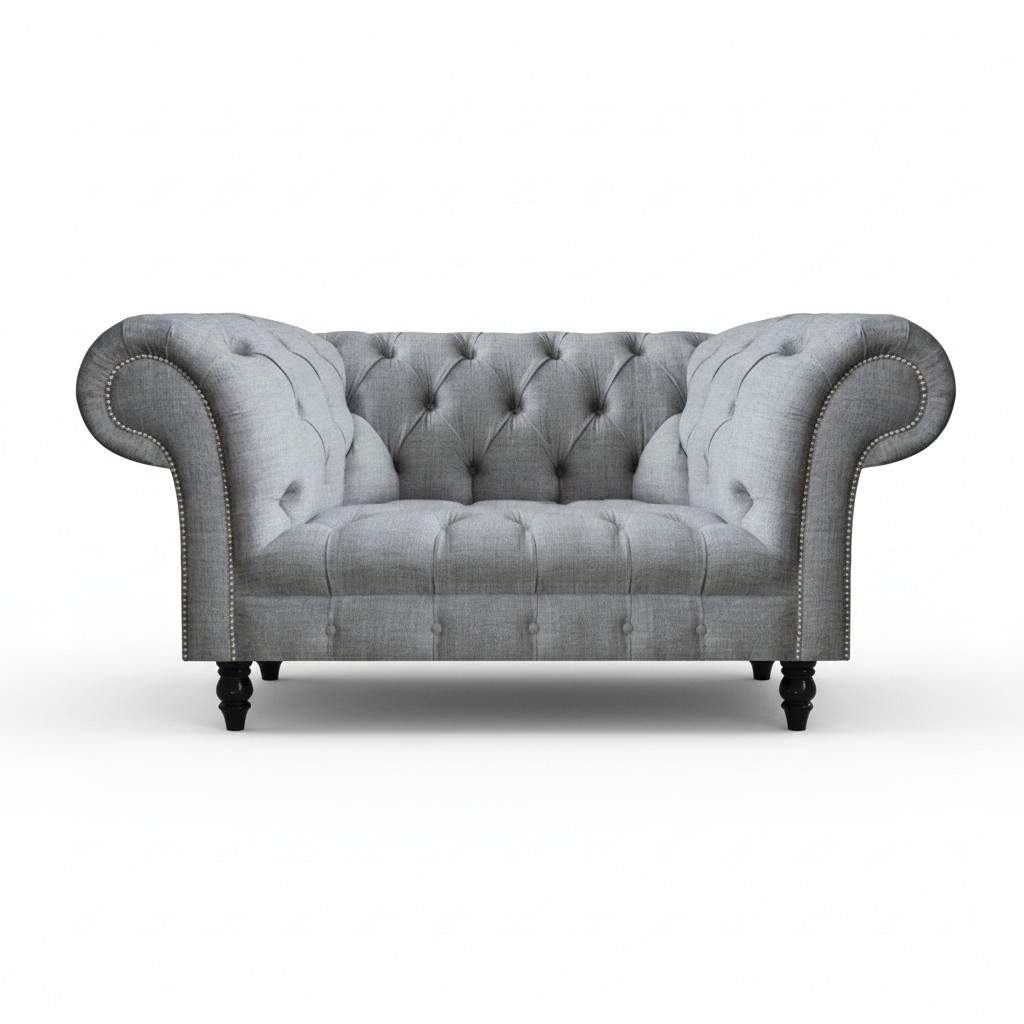 Chesterfield Wohnzimmer Zweisitzer Sofa Couch Möbel Grau Luxuriöse