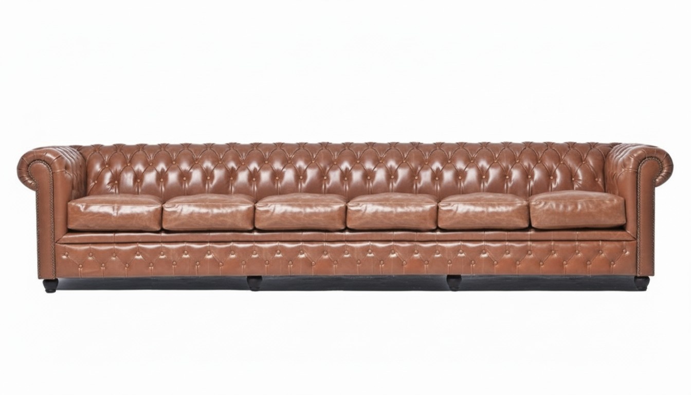 Chesterfield XXL Big Sofa Couchen Ledersofa Sofas Couch 6 Sitzer 300cm Braun Neu