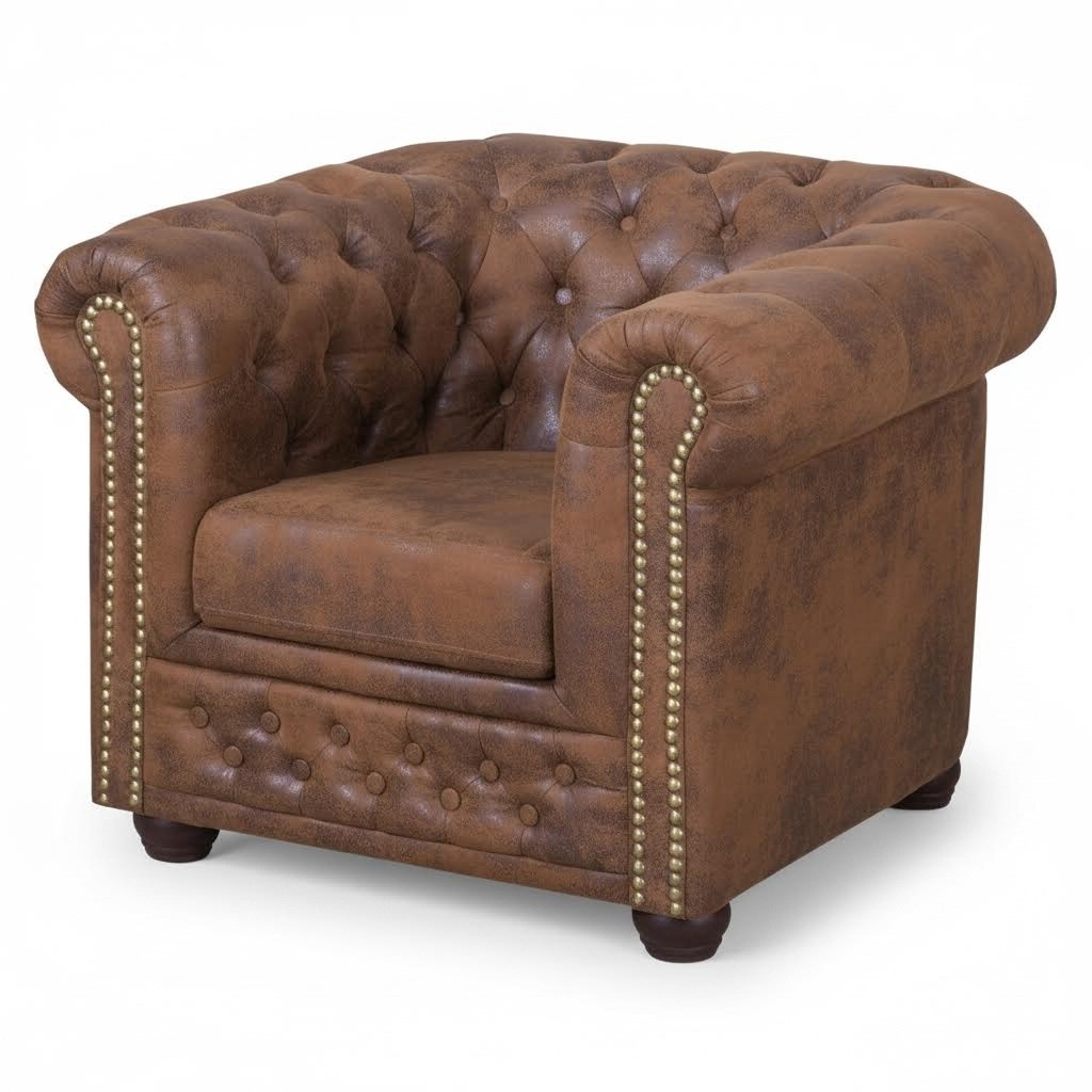 Chesterfield York Gobi 1 Sitzer Leder Sofa Couch Polster Sofas Couchen Neu