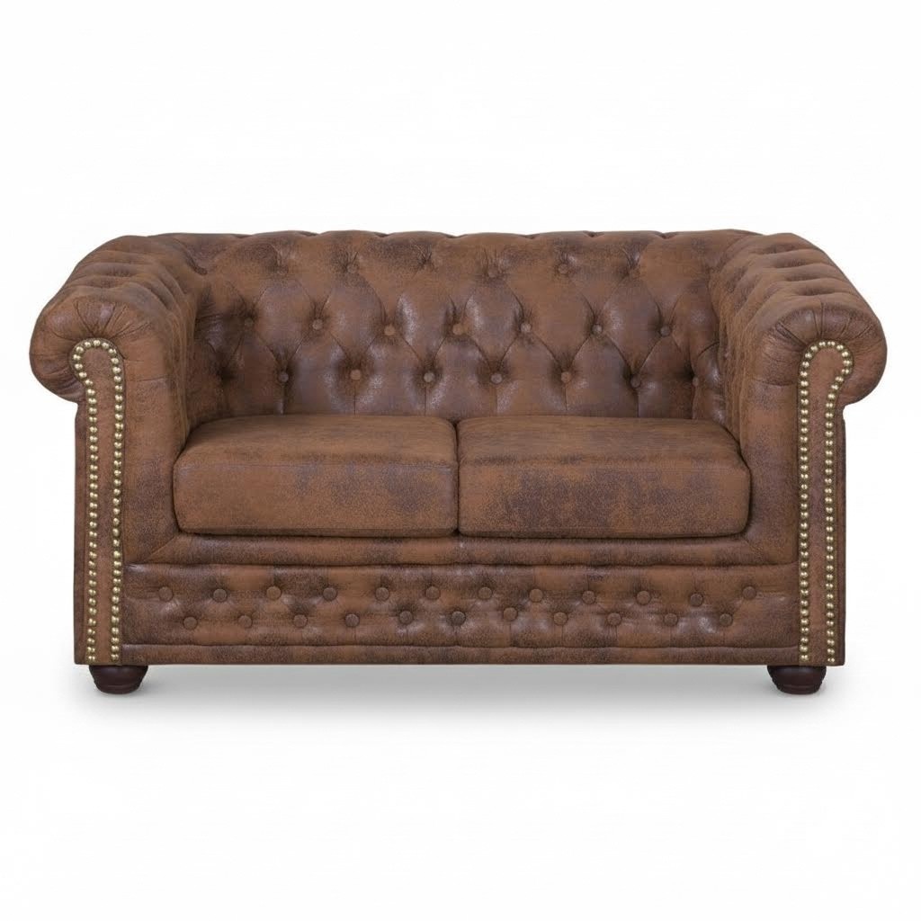 Chesterfield York Gobi 2 Sitzer Leder Couch Polster Sofas Couchen Neu