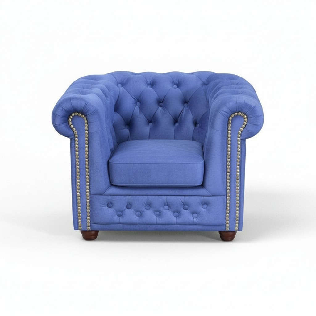 Chesterfield York Sessel Blau Couch Polster Sofas Couchen Neu Lounge Club Sitz