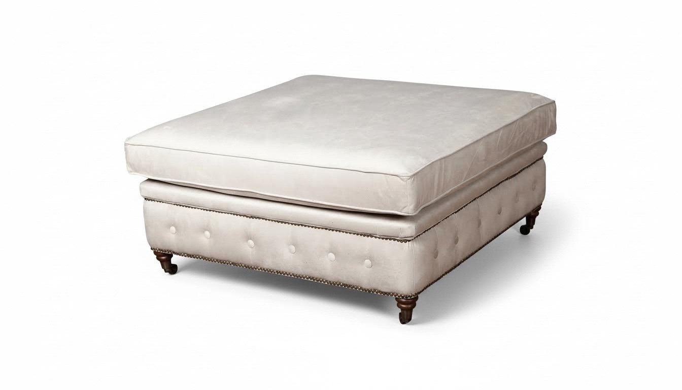 Club Fußhocker Lounge Hocker Leder Textil Ottoman Designer Pufa Chesterfield