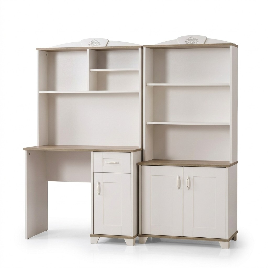 Computertisch Schreibtisch Kinderschreibtisch Holz Bücherregal Weiß