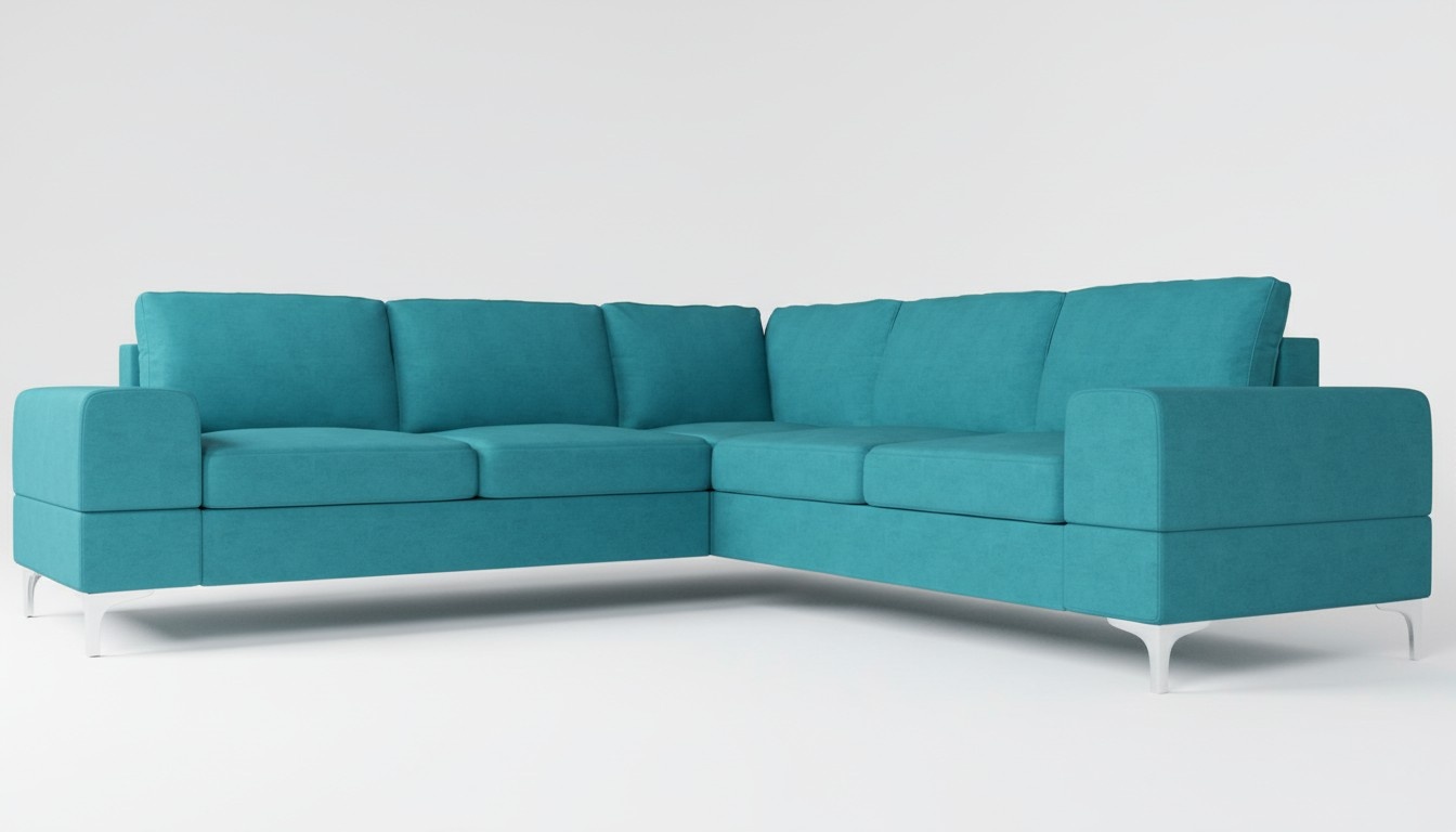 Couch Ecksofa Textil Wohnzimmer Design Modern L-Form Türkis Möbel Luxus Sofas