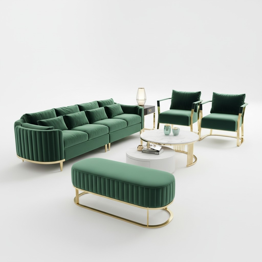 Couch Edelstahl Polster Leder Sofa 311 Sitzer Couchen Garnitur Set