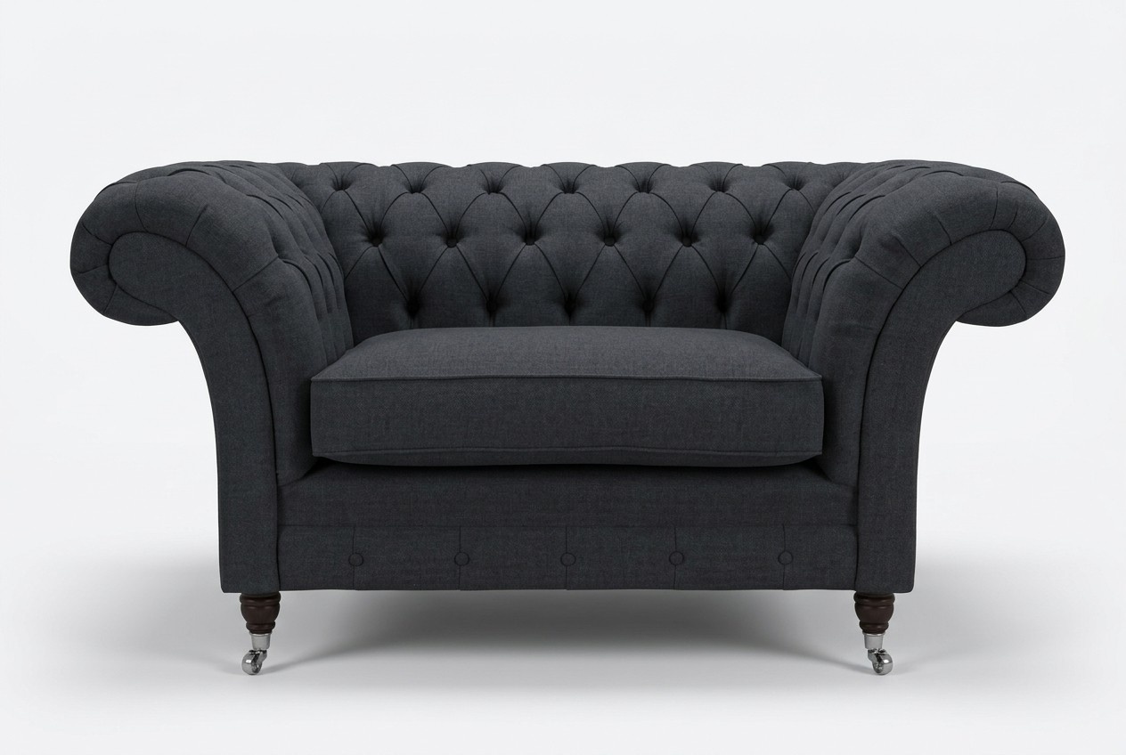 Couch Polster Design Sofa Schwarz Schwarz 1,5er Sitz Sofas Möbel