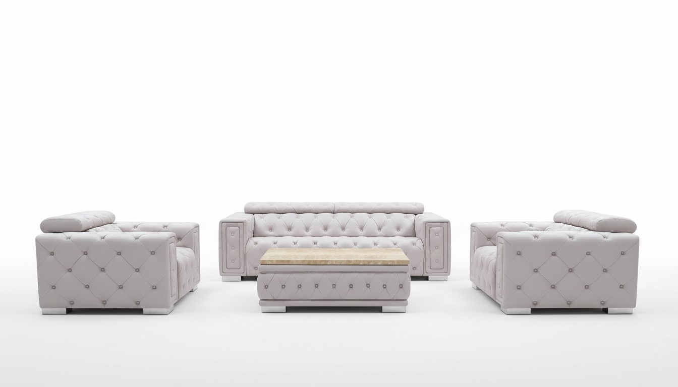 Couch Set Garnitur Polster Leder Design Chesterfield Sofagarnitur 3+2+1 9914 Neu