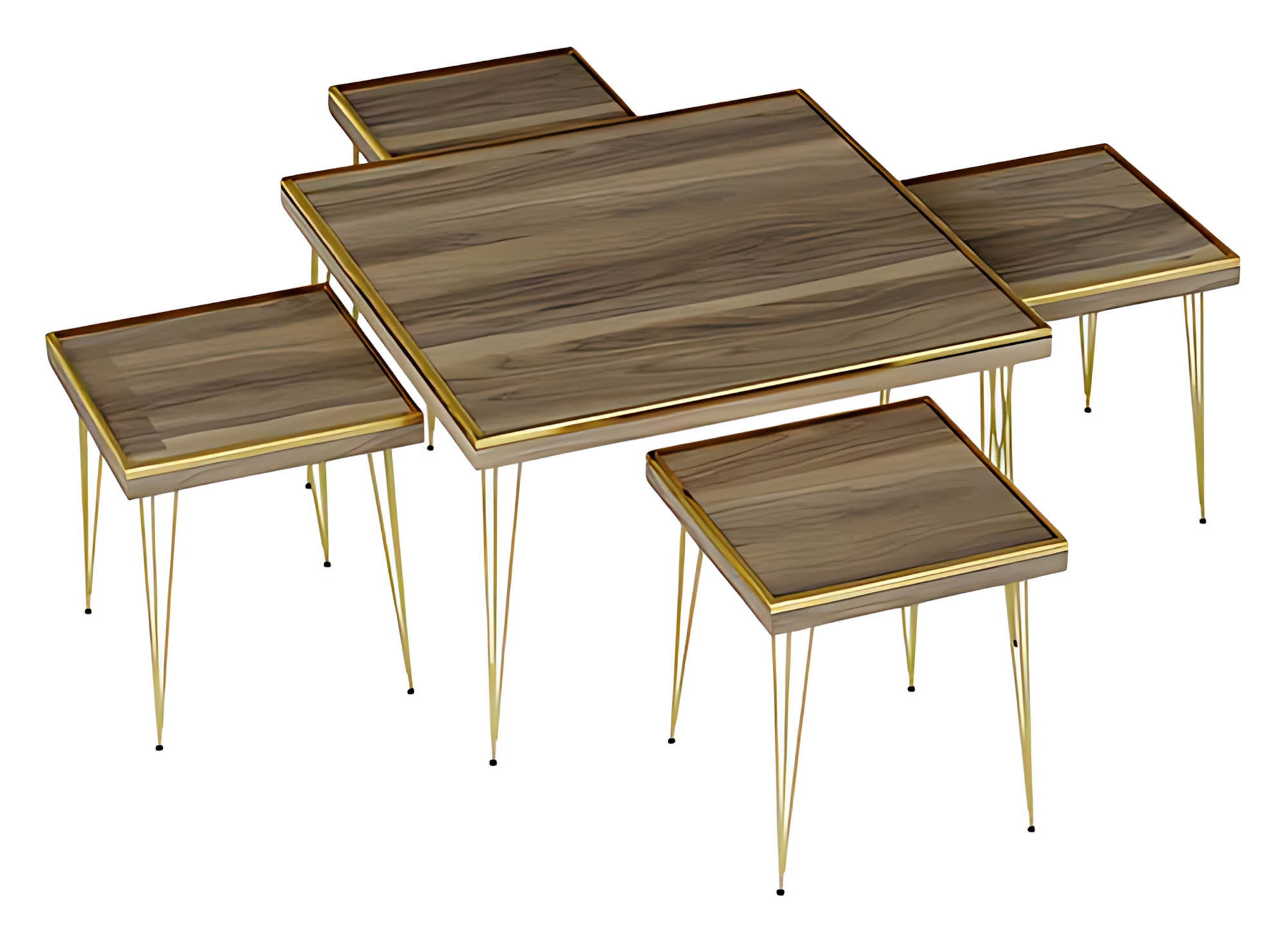 Wohnzimmer-Set Braun aus MDF und Edelstahl modern elegant