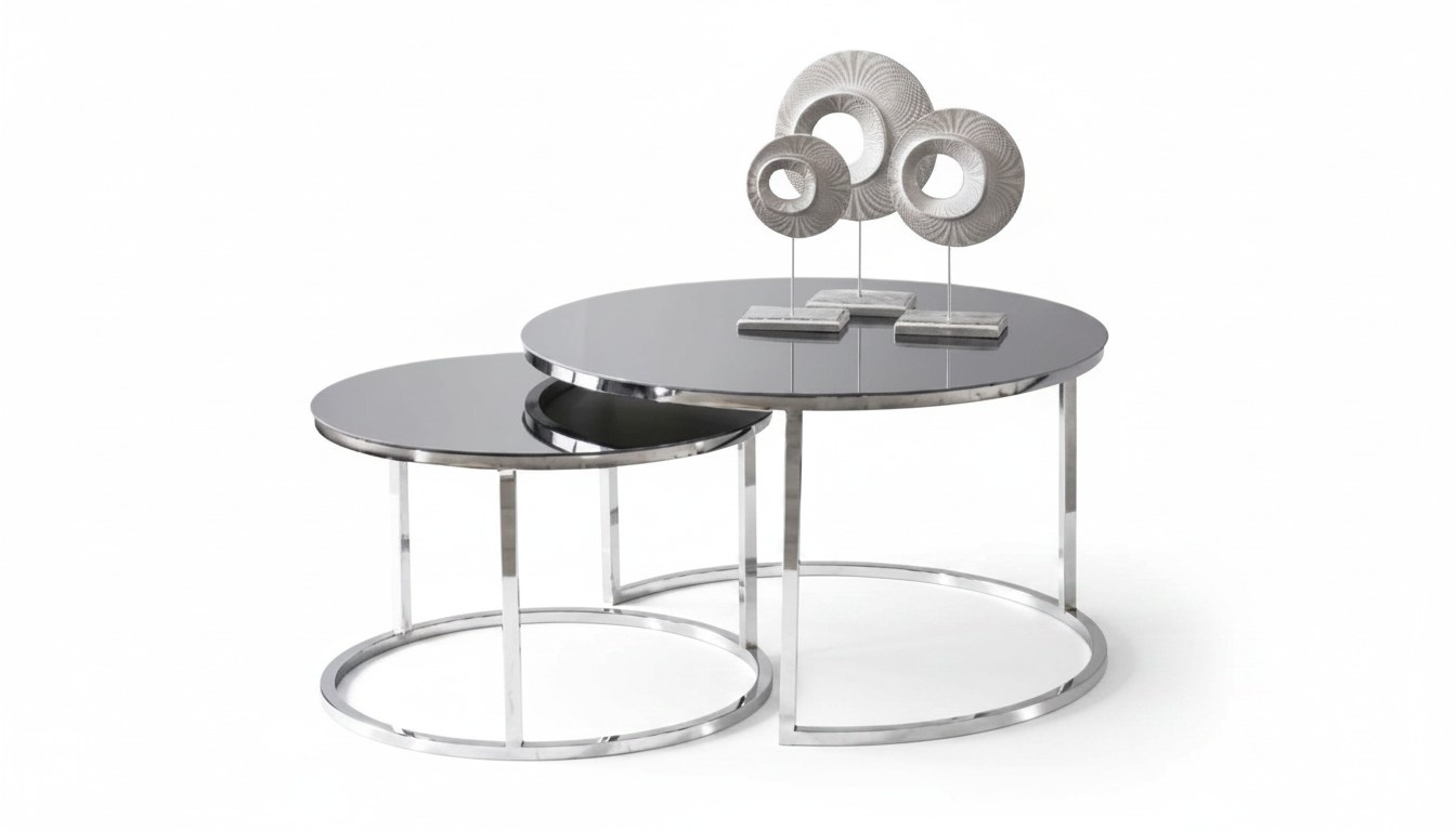 Couchtisch Luxus Set Beisteltisch Kaffeetisch Silber Wohnzimmer Design