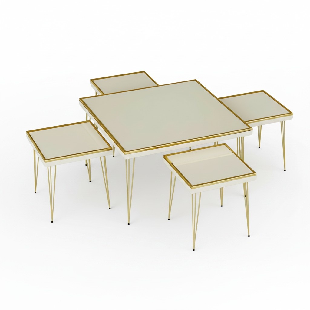 Luxus Beistelltisch Kollektion – 5-teilige Satztische, Laptoptische & Etagentische (Marmor- & Holz-Optik)