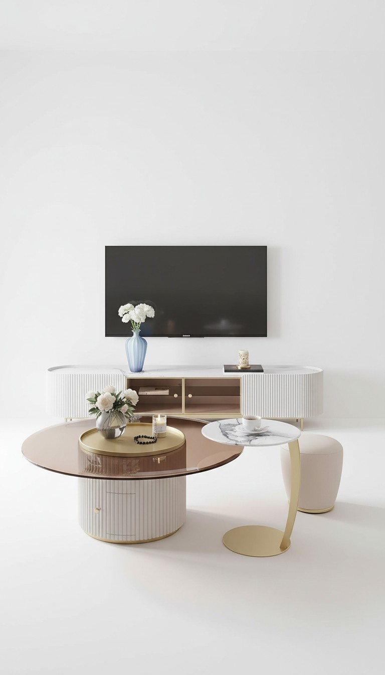 Couchtisch Sideboard 2tlg Led Wohnzimmer Beleuchtete Möbel Tisch