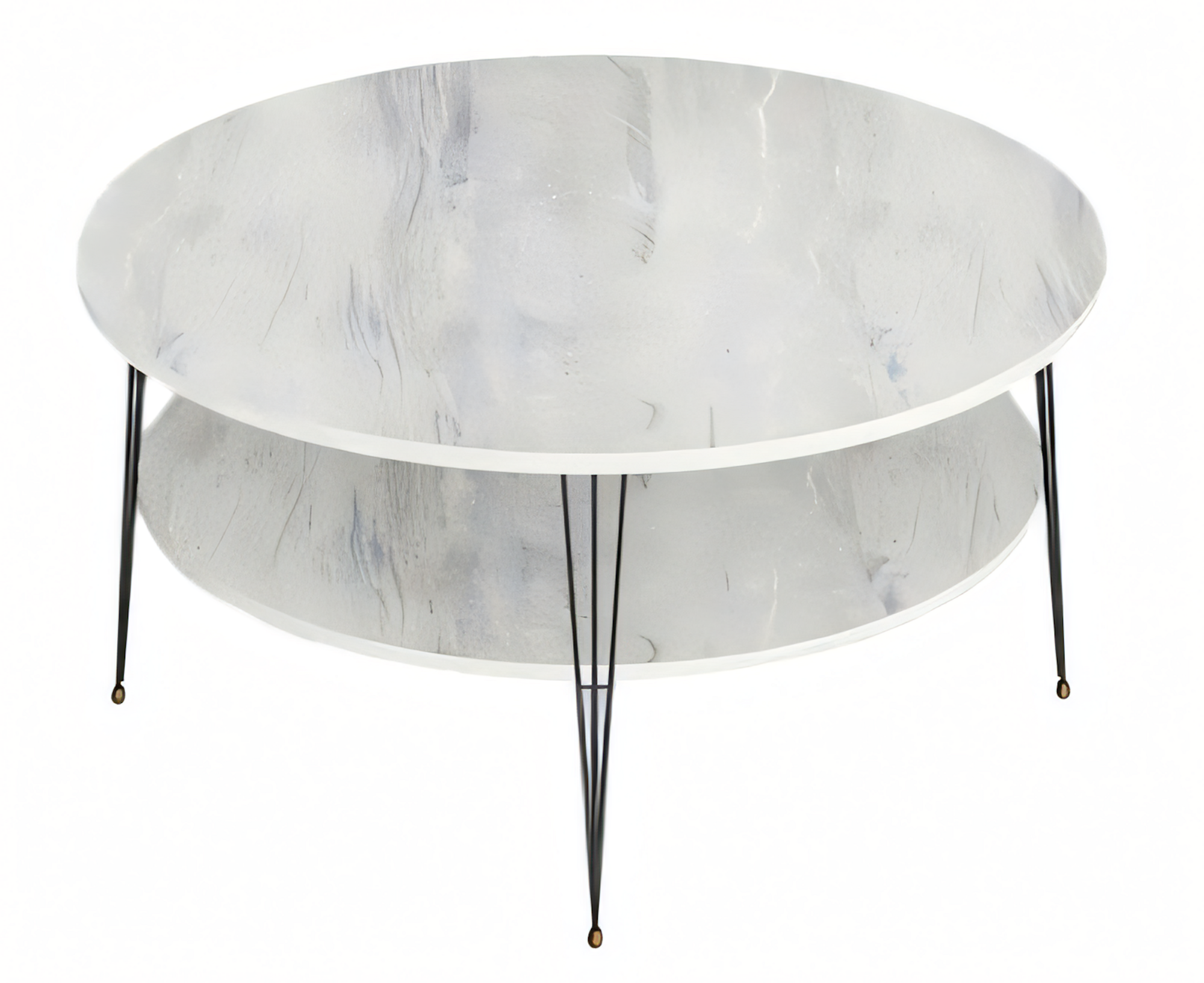 Moderner weißer Couchtisch aus Holz mit Edelstahl-Details