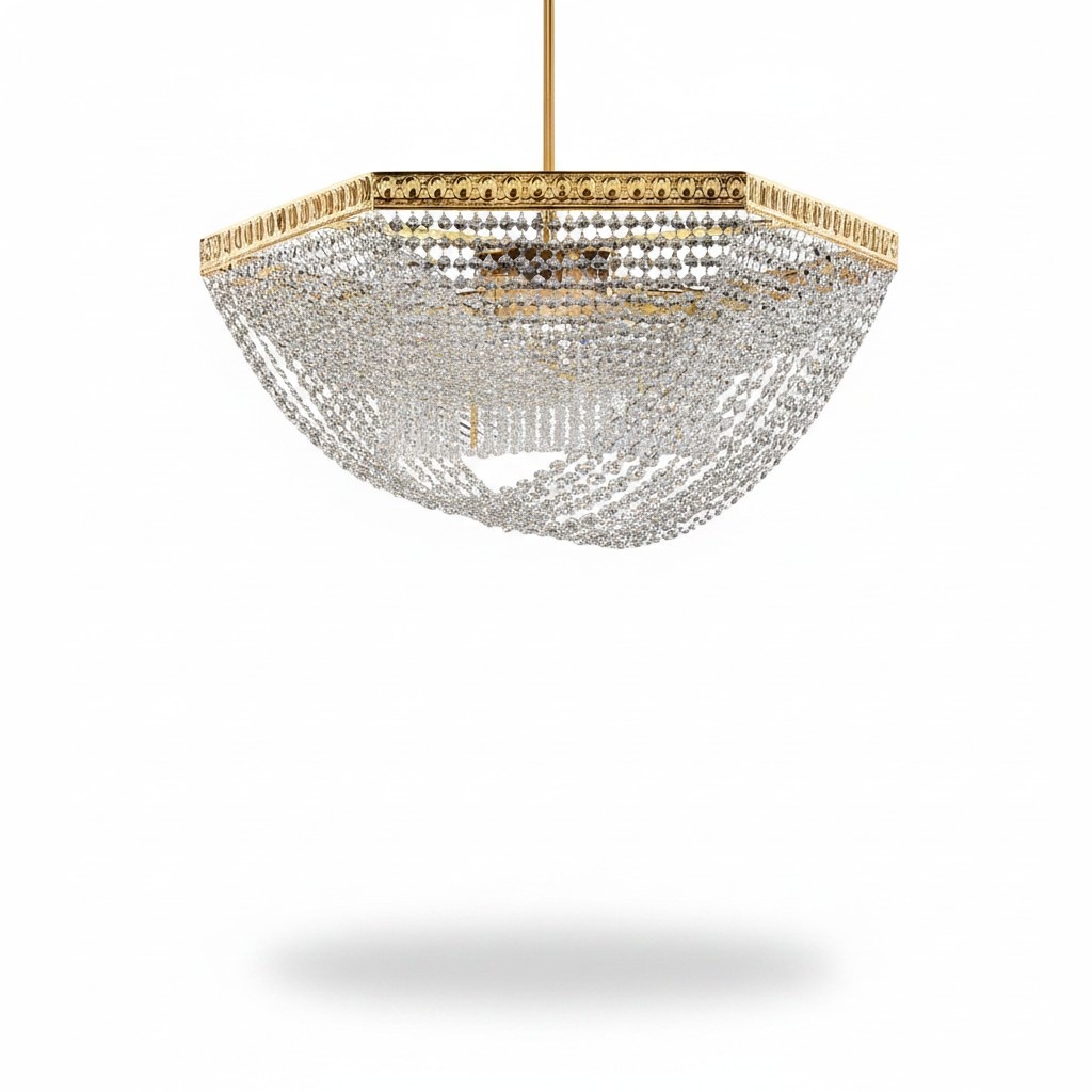 Deckenleuchter Luxus Gold Kronleuchter Deckenlampe Lüster Kristall Art