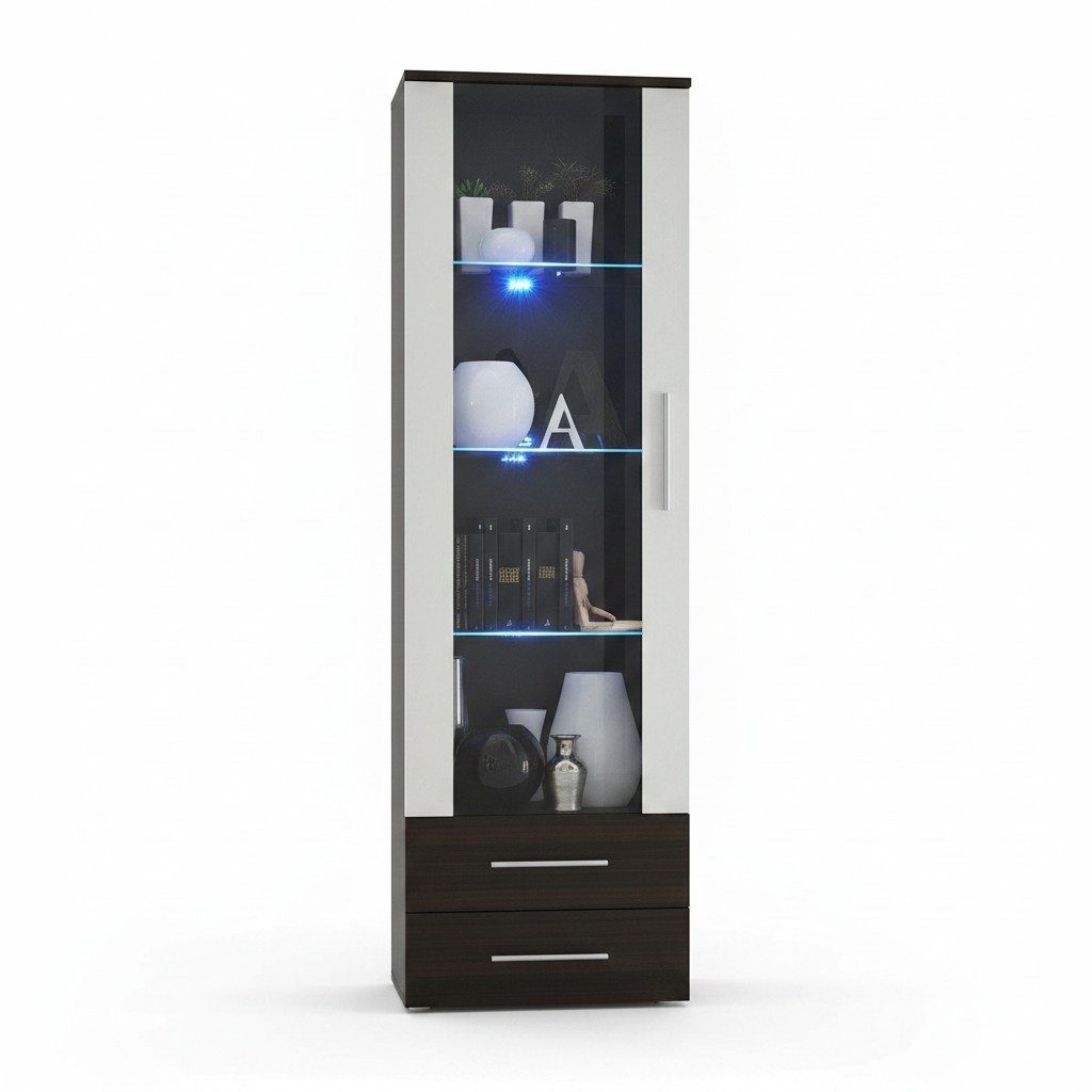 Luxus Holz Vitrine Design Schrank Braun Möbel Schrank Wohnzimmermöbel Neu