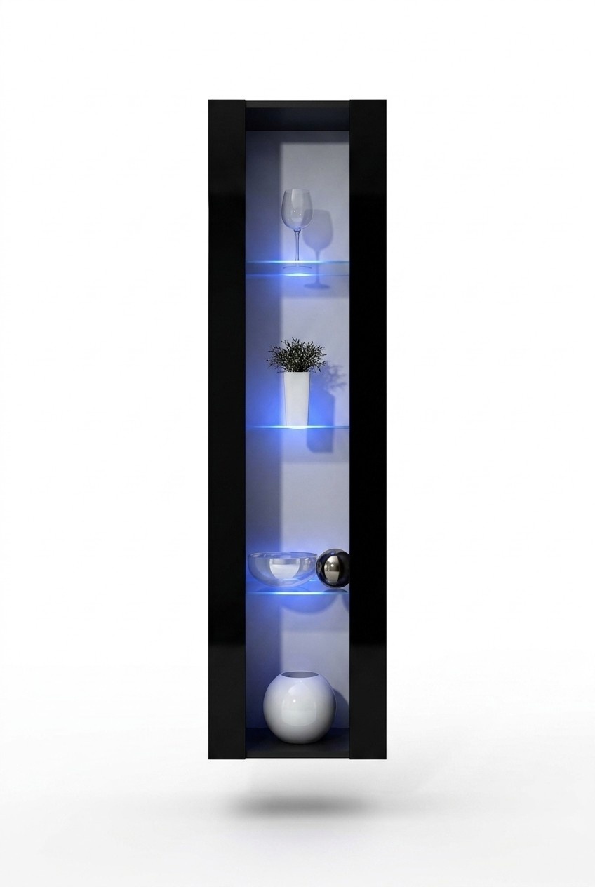 Hänge Vitrine Schwarz Luxus Wohnzimmer Moderne Möbel Holz Neu
