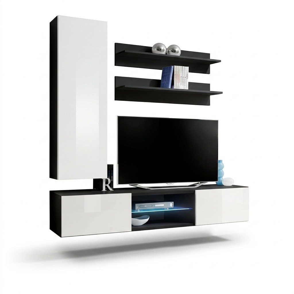Wohnzimmermöbel Set 4tlg.Wohnwand Wandschrank Design Moderne Schrank Wand Regale