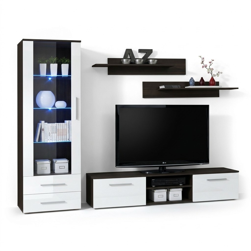 Hochglanz TV-Ständer Wohnzimmer Schwarz Lowboard Modern Einrichtung Holz Möbel