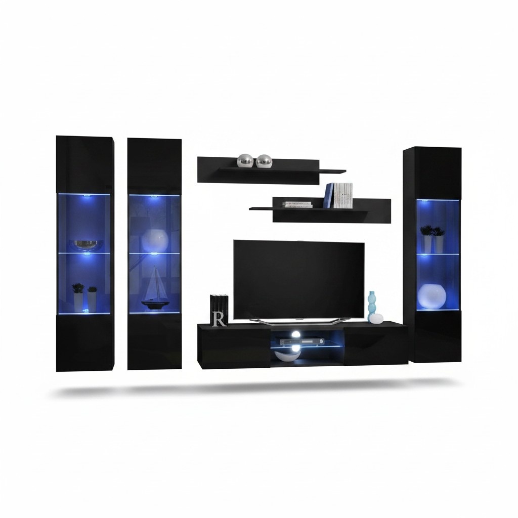 Wohnzimmer Möbel Wohnwand Designer Einrichtung Modern Stil Wand Regale