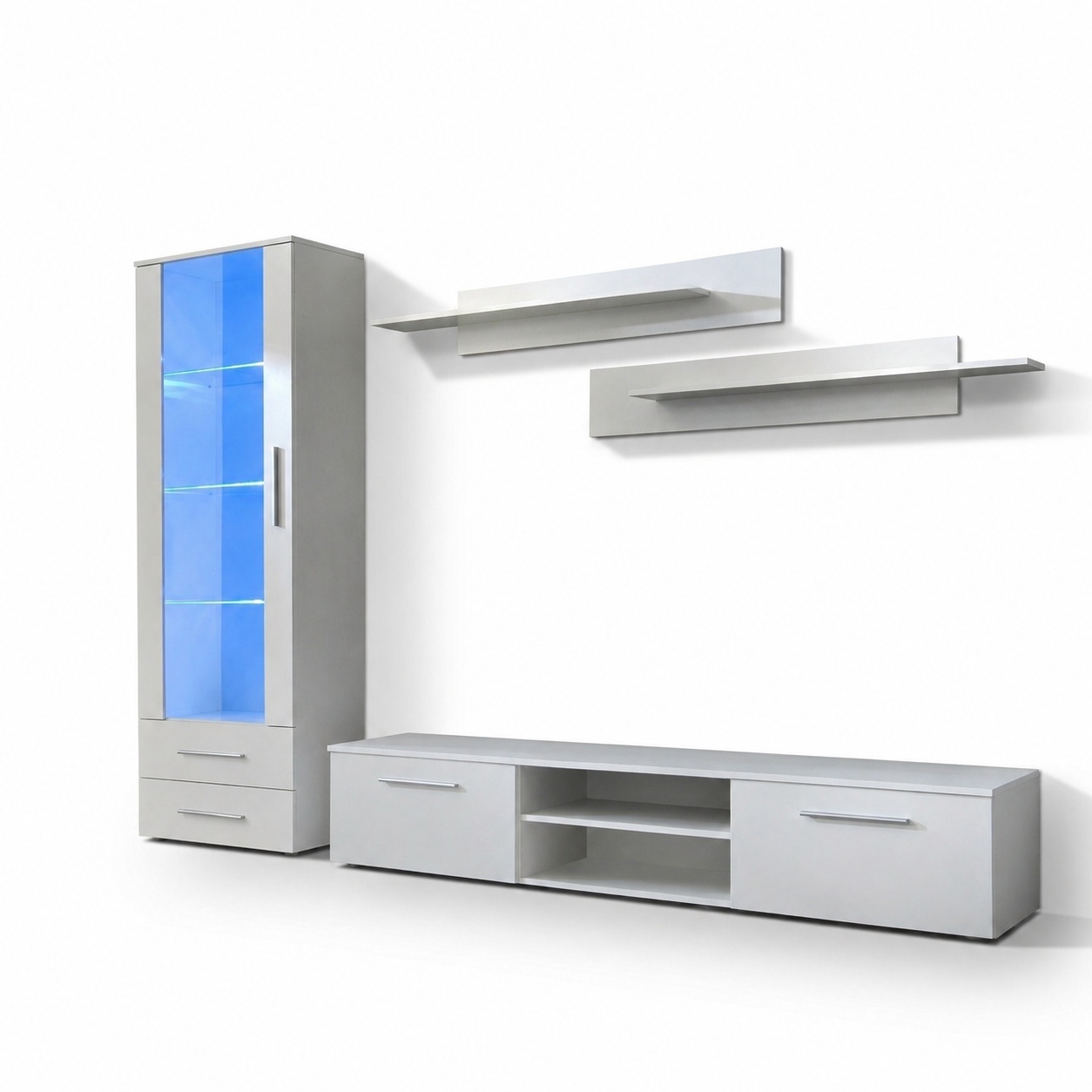 Weiß Wohnwand TV-Ständer Vitrine TV-Ständer Sideboard Modern Einrichtung Regale