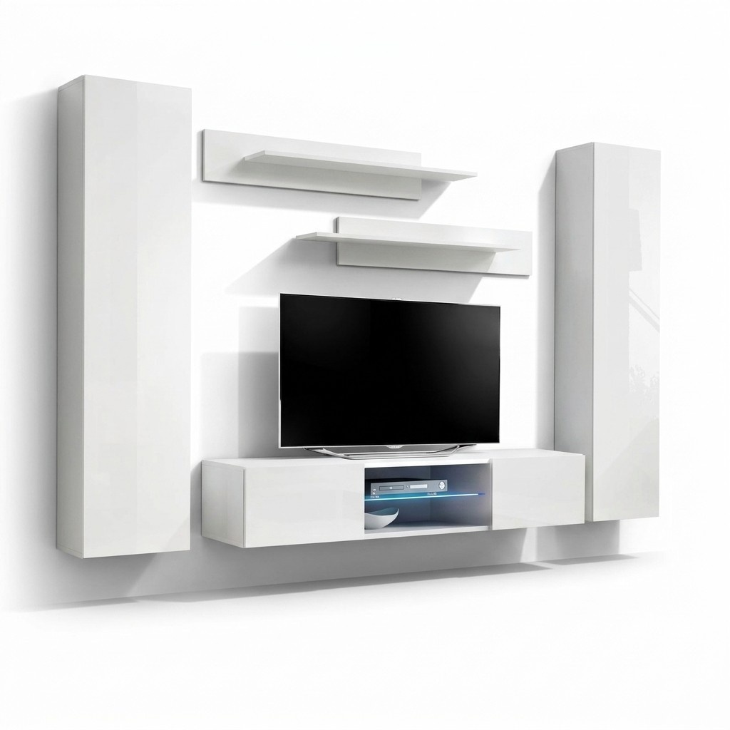 Garnitur Wohnwand Hänge Schrank Komplett Wohnzimmer Wandschrank TV-Ständer