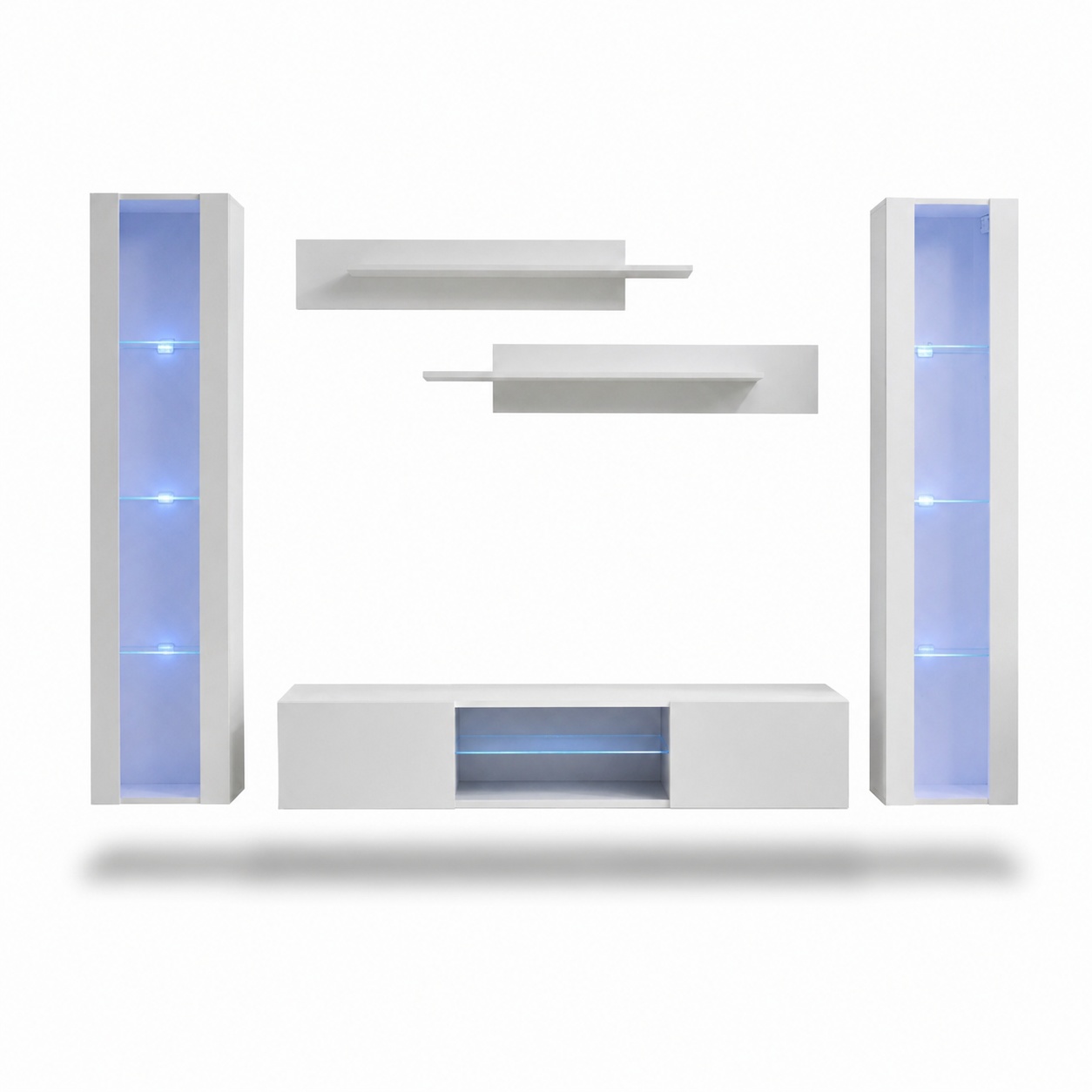 Wohnwand Hänge Vitrine Wohnzimmer TV-Ständer Sideboard Wand Regale Komplett