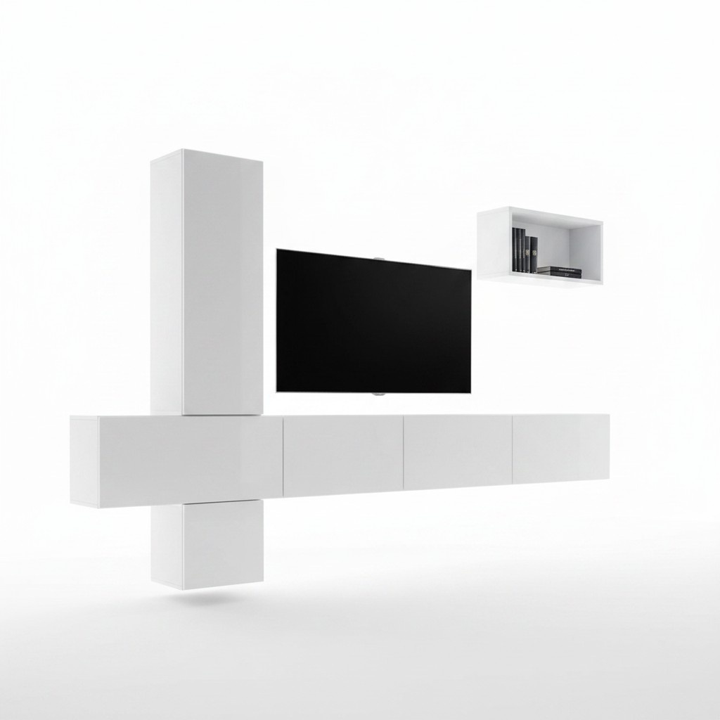 Wohn Zimmer TV-Ständer Designer Komplett Set Wandregal Modern Möbel