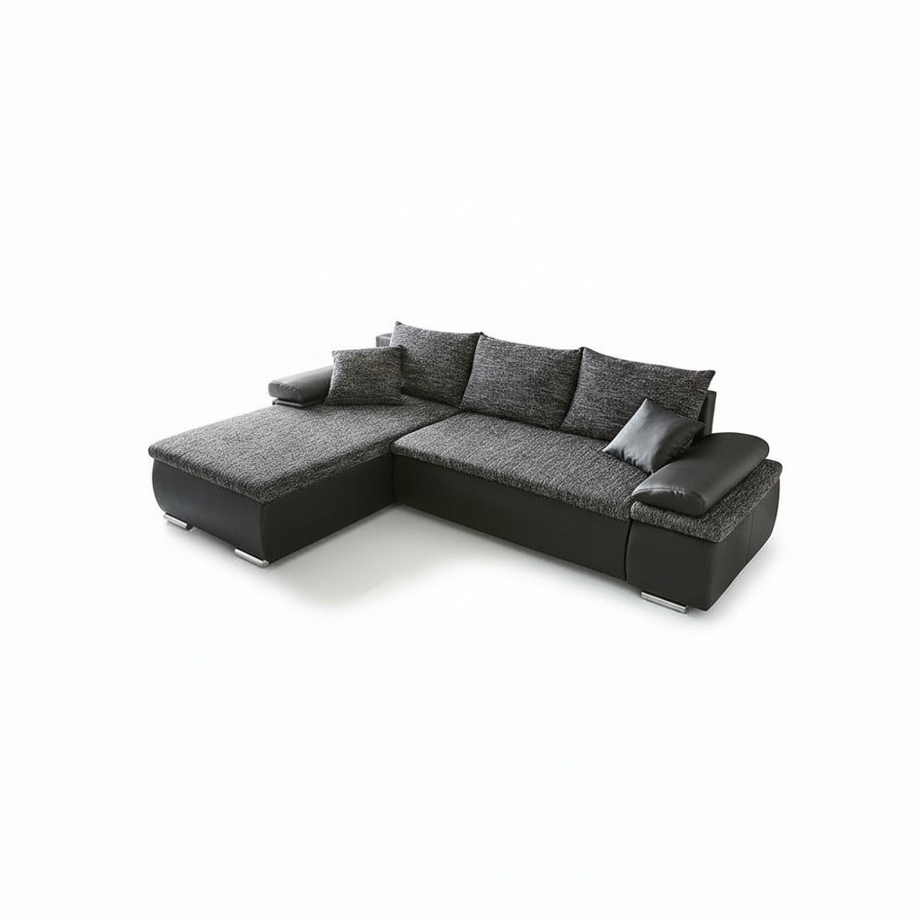 Ecksofa L-Form Sofa Couch Design Polster Schlafsofa Textil Bettfunktion Textil