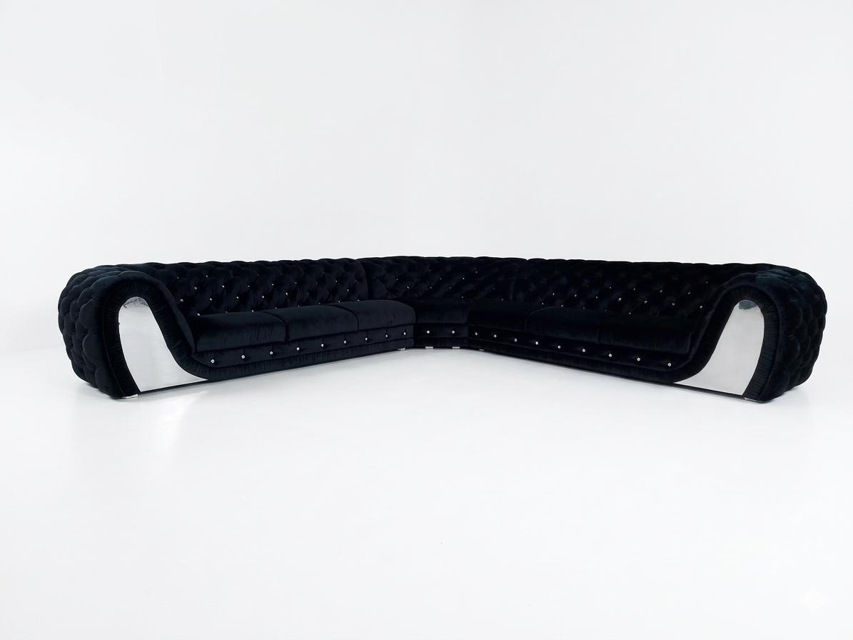 Stoffsofa Couch Wohnlandschaft Eck Design Modern Sofa Ecksofa L-Form Schwarz Neu