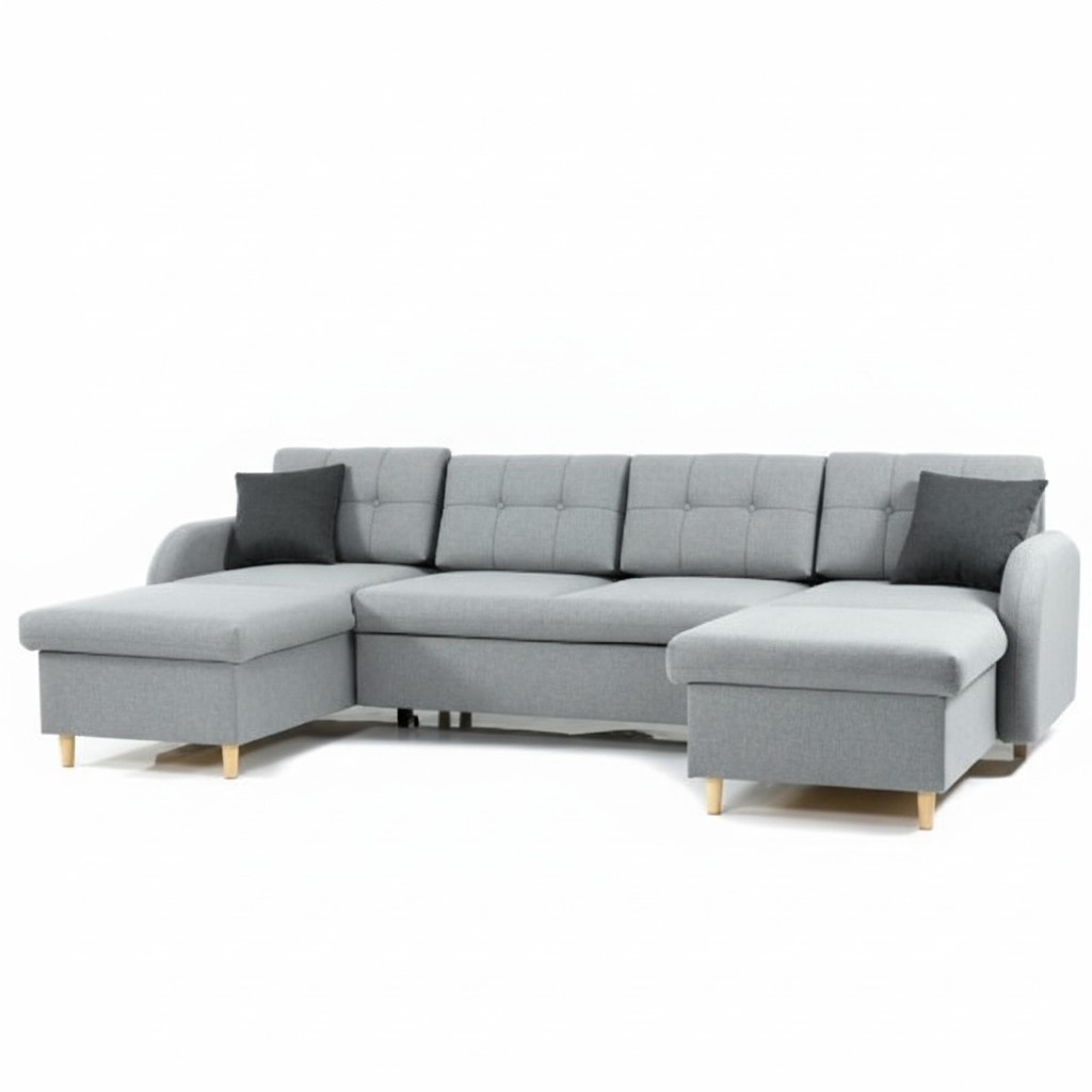 Wohnlandschaft Ecksofa Stoff U-Form Bettfunktion Couch Design Polster