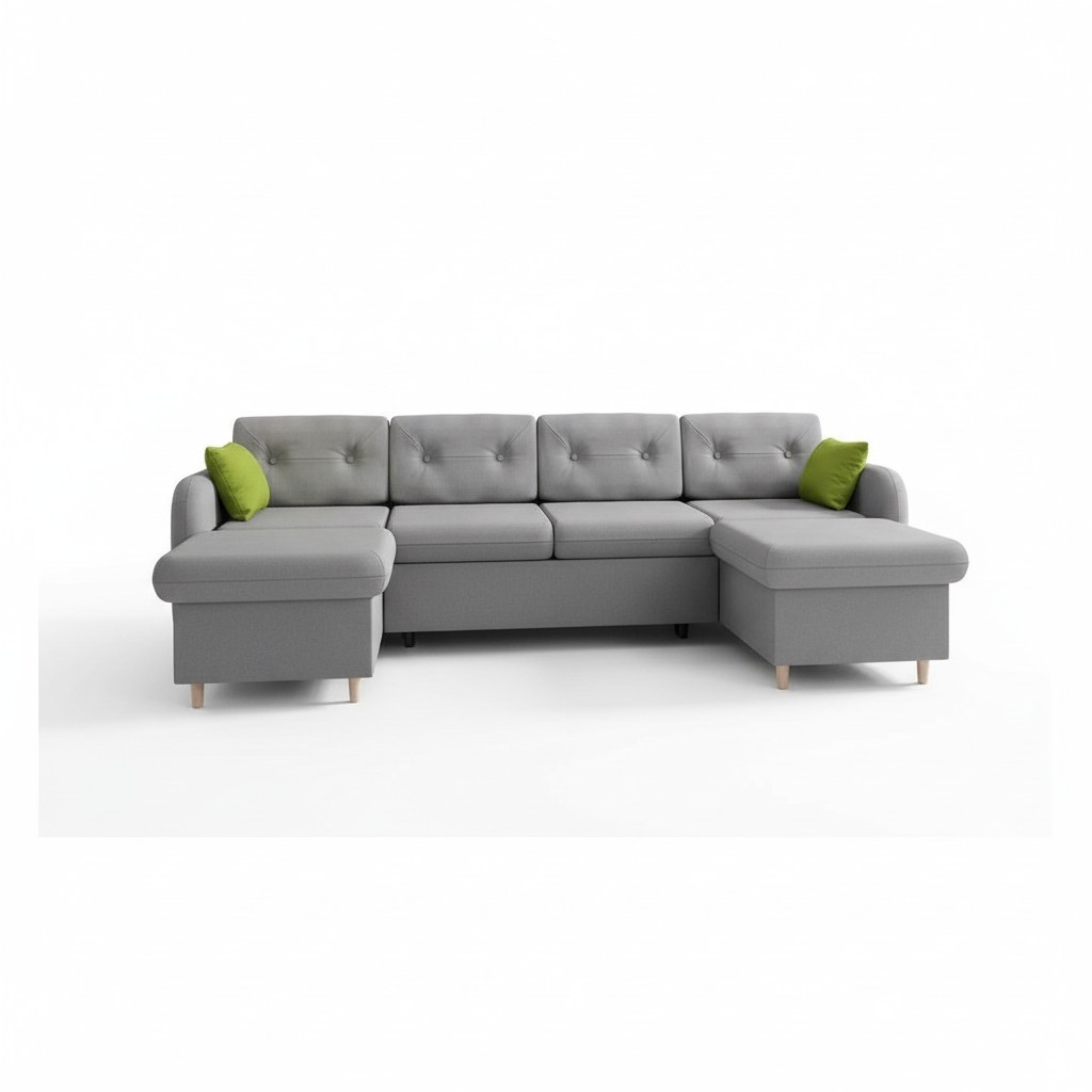 Wohnlandschaft Bettfunktion Stoff Ecksofa U-Form Couch Design Polster