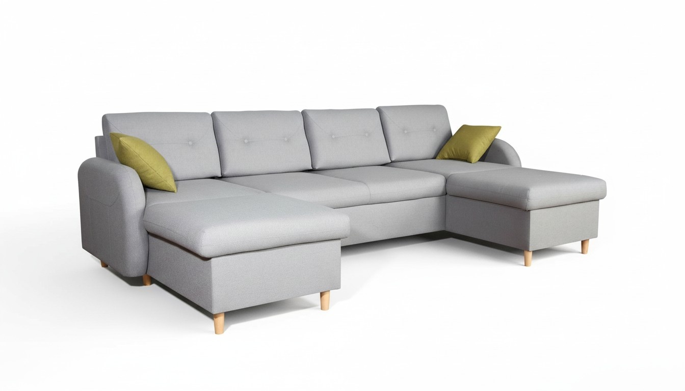 Wohnlandschaft Ecksofa Stoff U-Form Bettfunktion Couch Design Polster