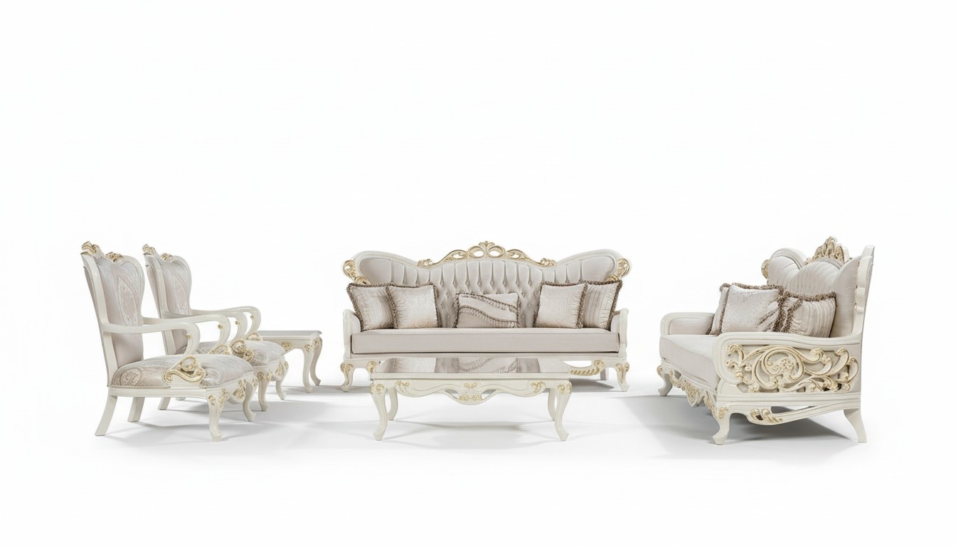 Sofagarnitur 3+3+1+1 Sitzer Couchtisch Set 5tlg Klassisch Sofas Sessel Luxus Neu