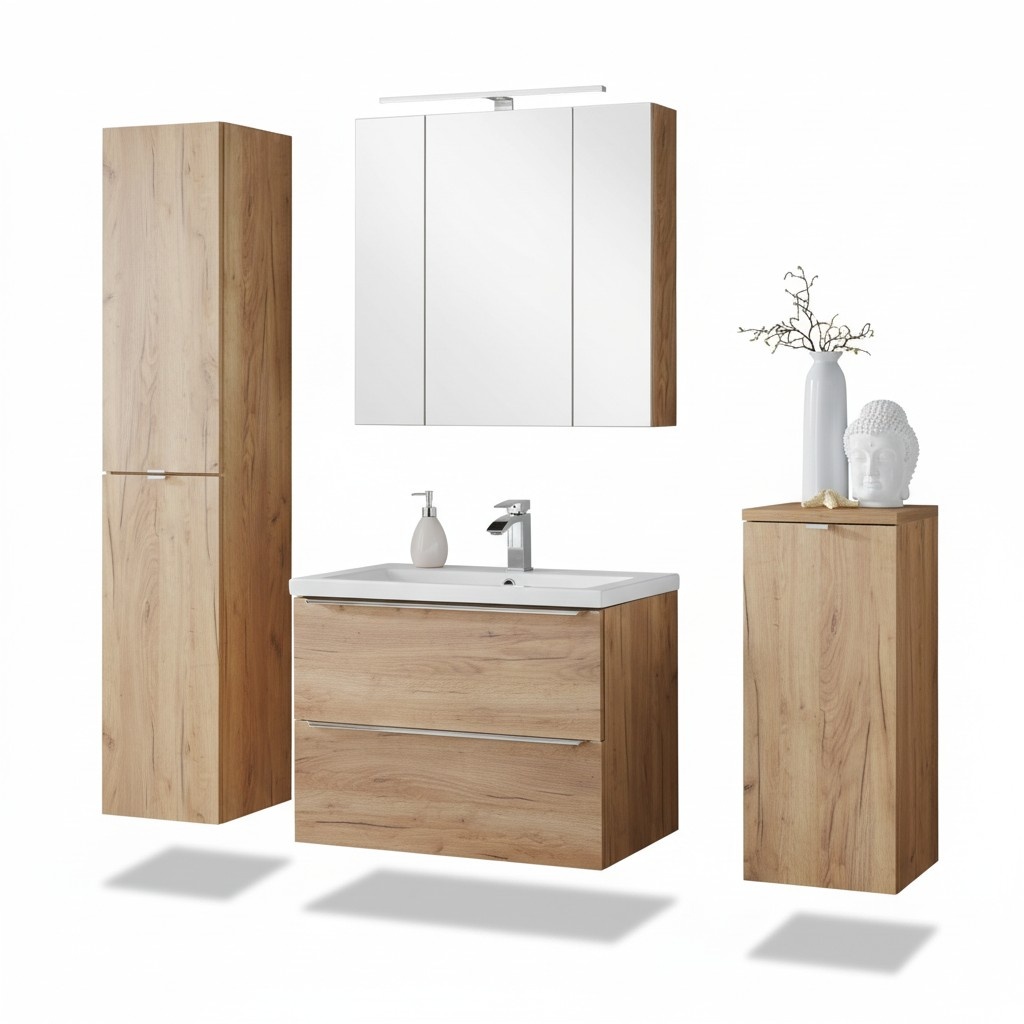 Design Badezimmer Möbel Bad 4 tlg. Set Garnitur Schrank Waschbecken