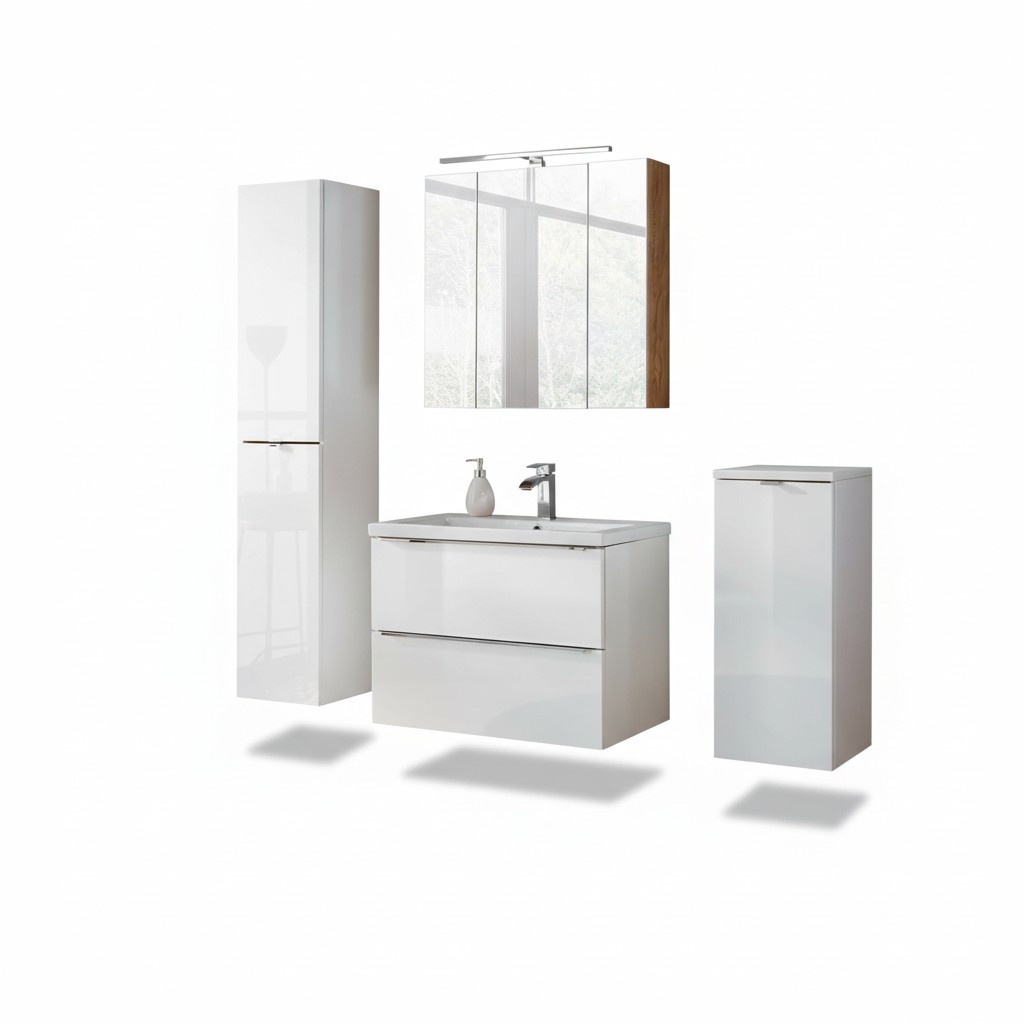Design Badezimmer Möbel Bad 4 tlg. Set Garnitur Schrank Waschbecken