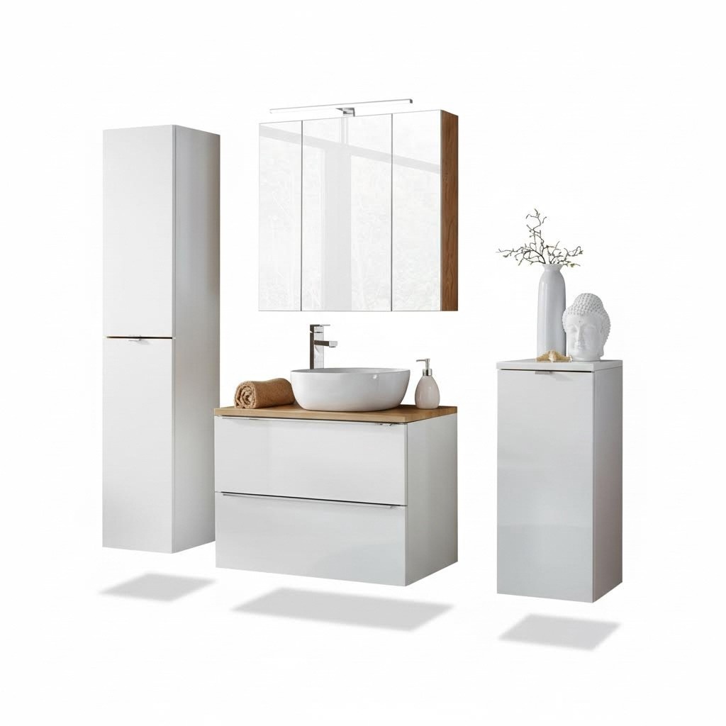 Design Badezimmer Möbel Bad 4 tlg. Set Garnitur Schrank Waschbecken