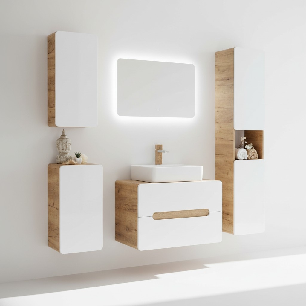 Design Badezimmer Möbel Bad 5tlg. Set Garnitur Schrank Waschbecken