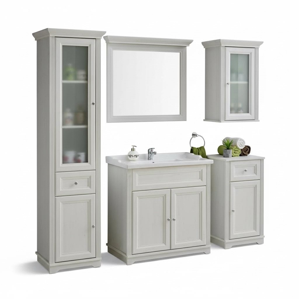 Design Badezimmer Möbel Bad 5 tlg. Set Garnitur Schrank Waschbecken