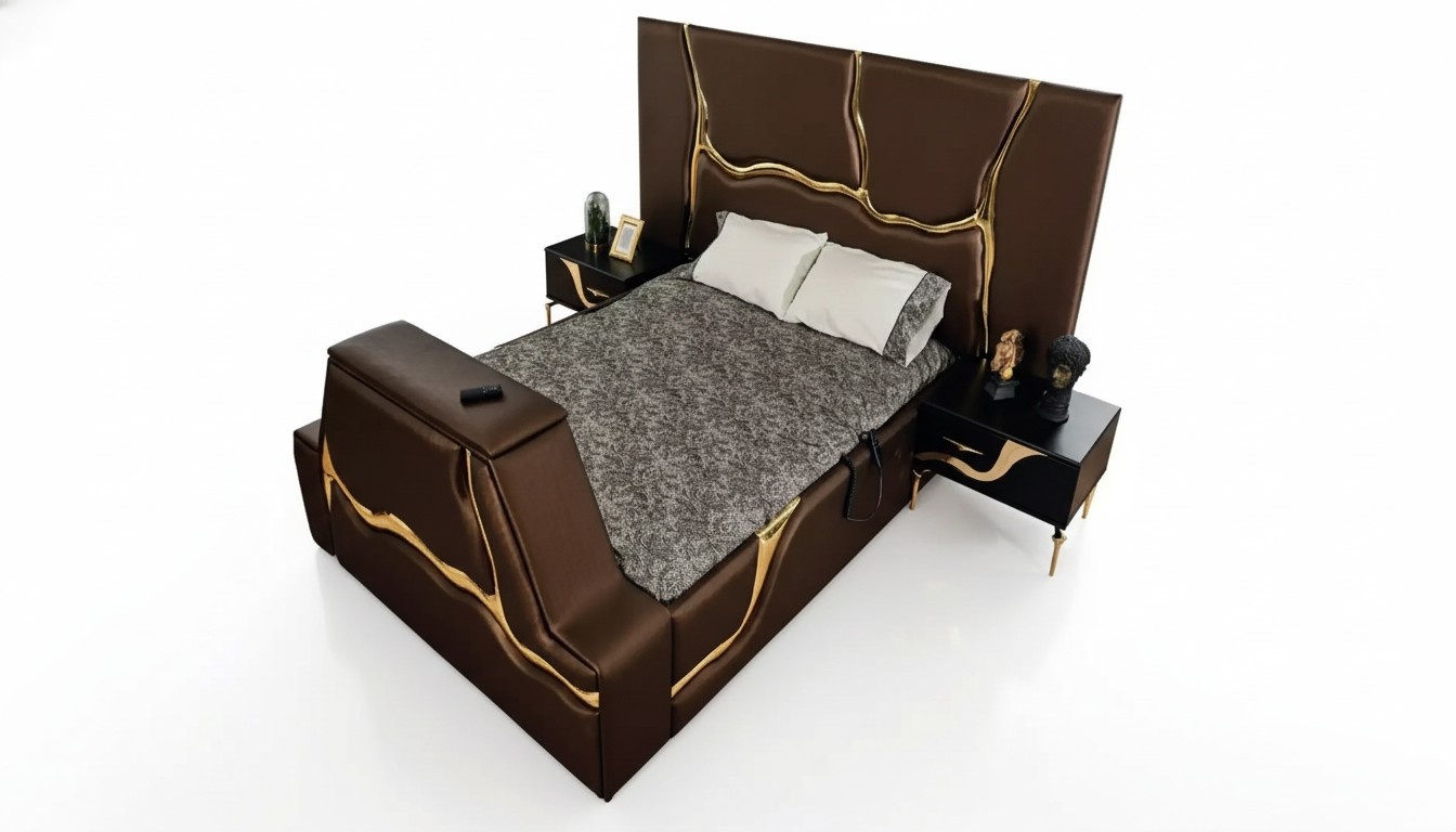 Design Bett Polster Betten Doppelbett Ehe Möbel Luxus Schlafzimmer Bettrahmen