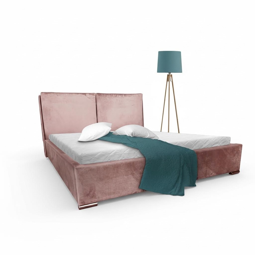 Design Bett Schlafzimmer Betten Textil Stoff Hotel Luxus Polster Ehe Doppel Rosa