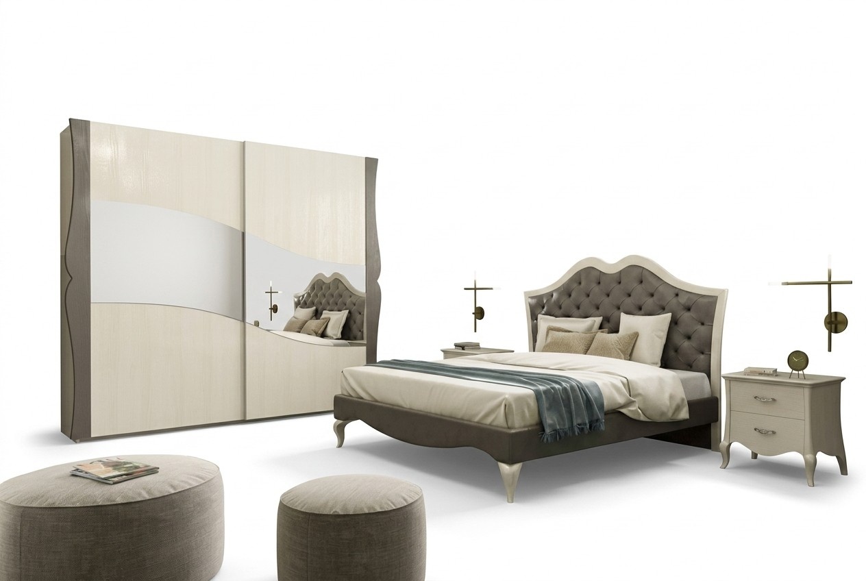 Design Betten Schlafzimmer Bett 2x Nachttische Modern Luxus Möbel 3tlg