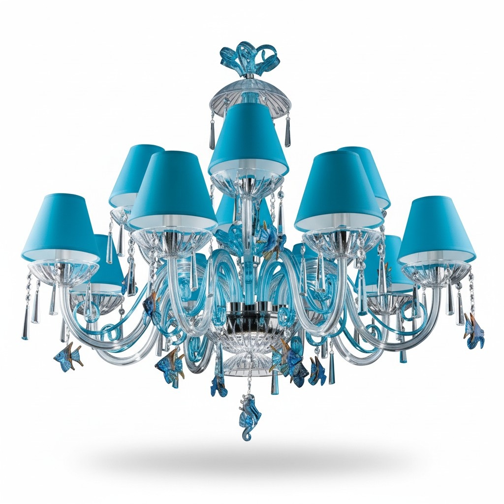 Design Bohemia Kronleuchter Decken Leuchte Blaue Kristall Lampe Lampen