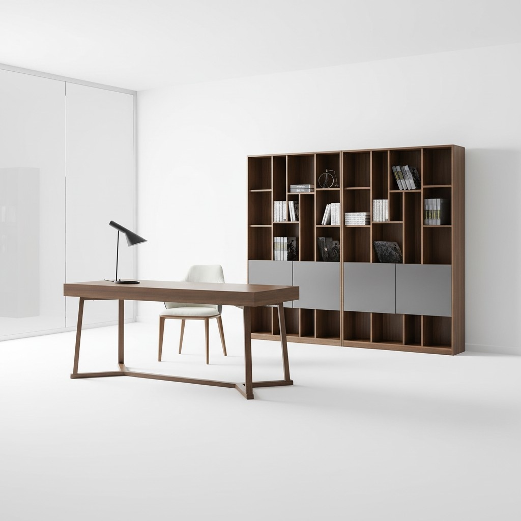 Design Büro Office Kanzlei Tisch Regal Akten Schrank Schreib Tische Sessel