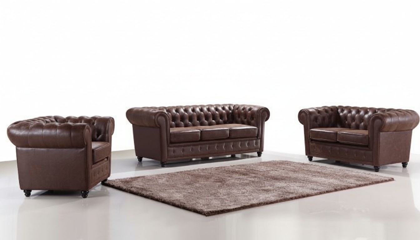 Design Chesterfield 3+2+1 Sofagarnitur Leder Sitz Couch Sofa Polster