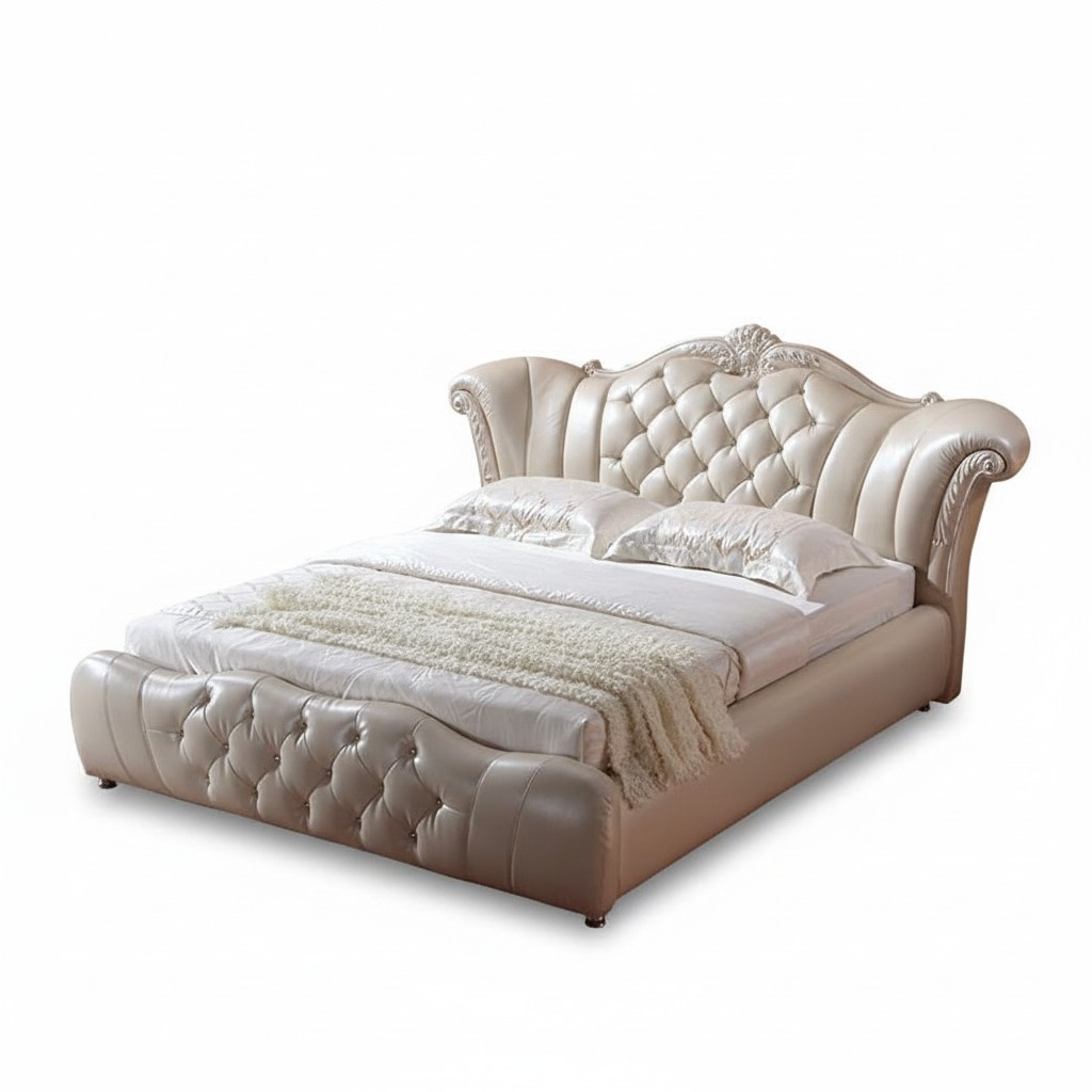 Design Chesterfield Bett Textil Samt Polster Leder Hotel Betten Schlafzimmer